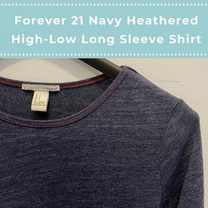 Forever 21 Navy Heathered High-Low Long Sleeve S